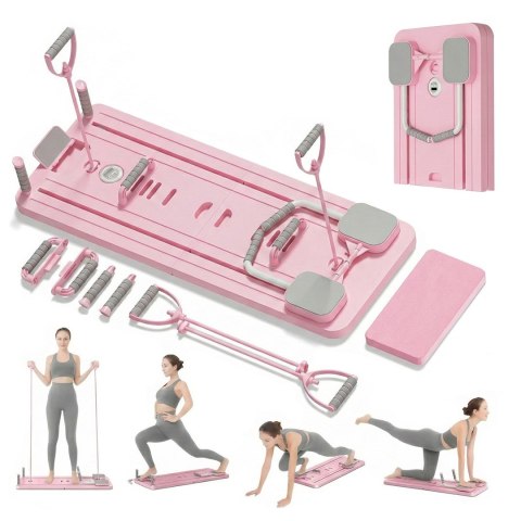 Extralink DESKA DO PILATESU RÓZOWA REFORMER DO CWICZEN BRZUCHA POMPKI