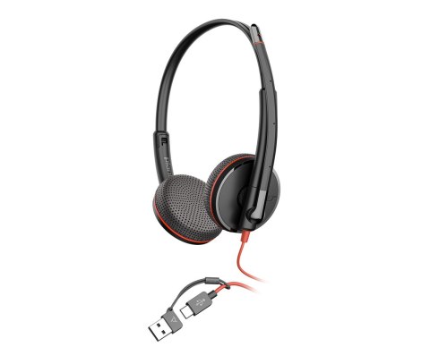 POLY Stereofoniczny zestaw słuchawkowy USB-C Blackwire 3225 + wtyczka 3,5 mm + przejściówka USB-C/A (opakowanie zbiorcze)