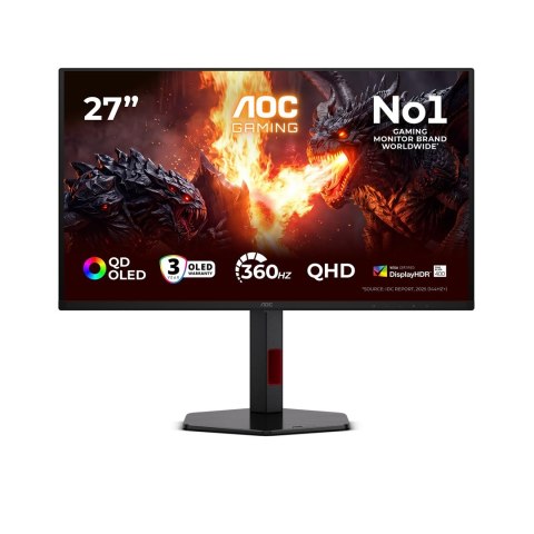 AOC G4 Q27G4SDR monitor komputerowy 67,3 cm (26.5") 2560 x 1440 px Quad HD QD-OLED Czarny, Czerwony