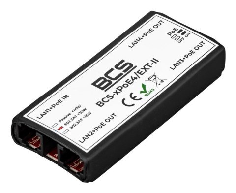 BCS BCS-xPoE4/EXT-II Wzmacniacz sieciowy Czarny 100 Mbit/s