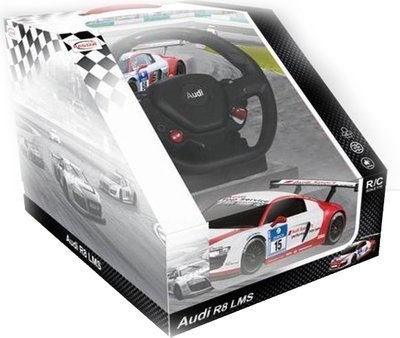 Audi R8 LMS 1:18 RTR z prawdziwą kierownicą (zasilanie na baterie AA) - Biały