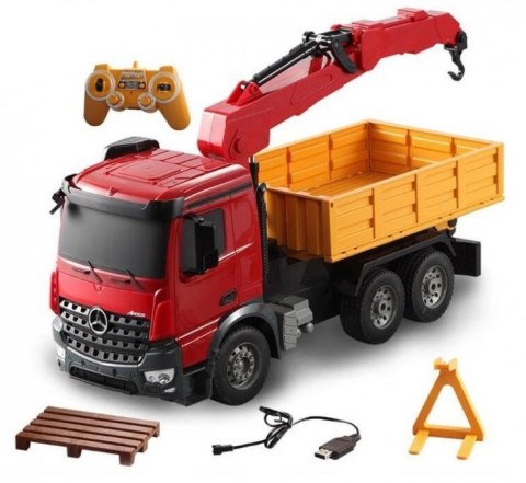 Dźwig Mercedes-Benz Arocs 1:20 2.4GHz RTR (dźwięki i światła, obracane ramię, podnoszona naczepa)