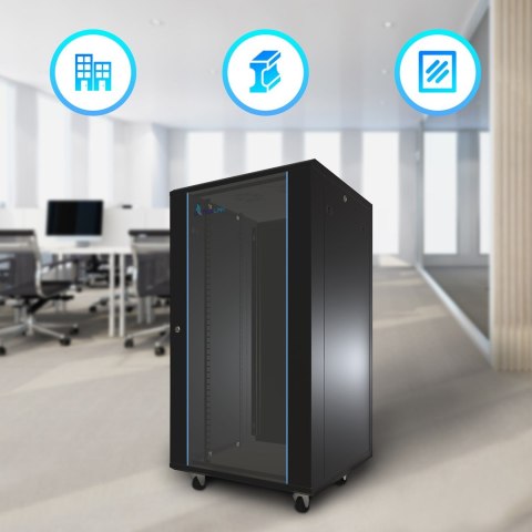 Szafa rack 22U 600x600 Czarna stojąca