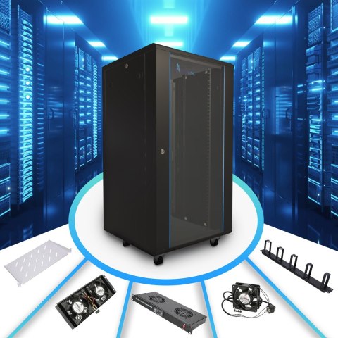 Szafa rack 22U 600x600 Czarna stojąca