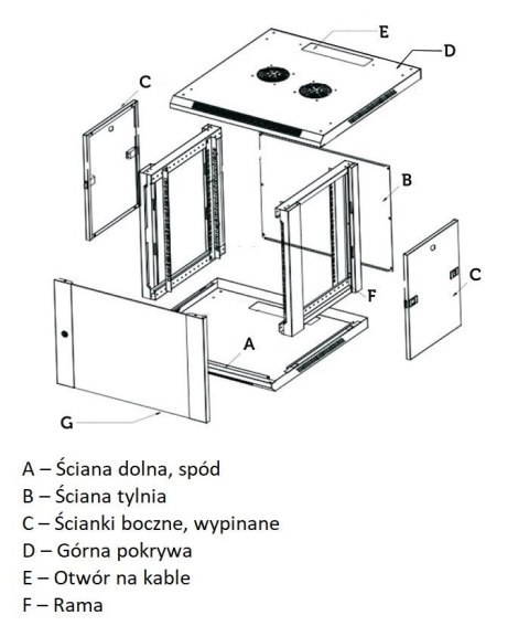 Extralink Szafa rack 6U 600x450 Szara montowana na ścianie