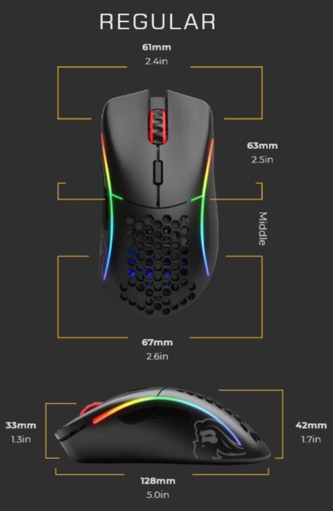 GLORIOUS MYSZ PC RACE MODEL D GAMING BLACK MATOWA
