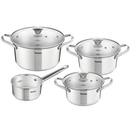 TEFAL Simpleo Set of pots, 4 pots + 3 pot lids B907S774 1.45/ 2/ 2.77/ 4.8 L, 16/ 18/ 20/ 24 cm, Stainless steel, Stainless stee