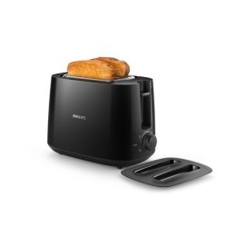 Philips Daily collection toaster HD2582/90 Black, Plastic, 900 W, Number of slots 2, Number of power levels 8, Bun warmer includ