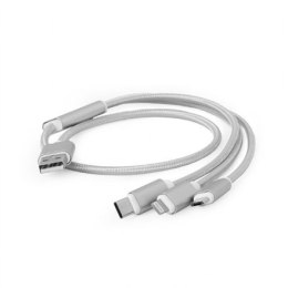 kabelxpert USB 3-in-1 charging kabel, silver, 1 m