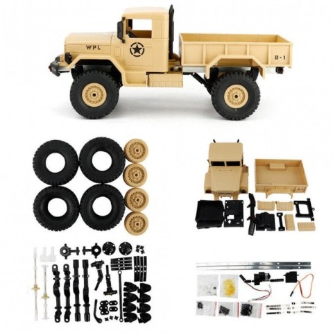 Ciężarówka wojskowa WPL B-14K 1:16 4x4 - KIT - Żółty