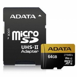 ADATA Premier ONE UHS-II U3 64 GB, MicroSDXC, Flash memory class 10, Adapter