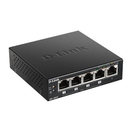 D-Link | Switch | DGS-1005P | Niezarządzany | Desktop | Porty 1 Gbps (RJ-45) w liczbie 5 | Porty PoE w liczbie 4 | Typ zasilania