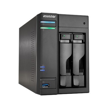 Asus Asustor Tower NAS AS6302T up to 2 HDD/SSD, Intel Celeron Dual-Core, J3355, Processor frequency 2 GHz, 2 GB, DDR3L, Black