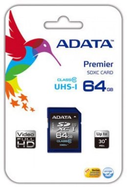 ADATA Premier 64 GB, SDHC, Flash memory class 10, No