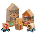 Kolorowe klocki drewniane - miasto - 15 elementów