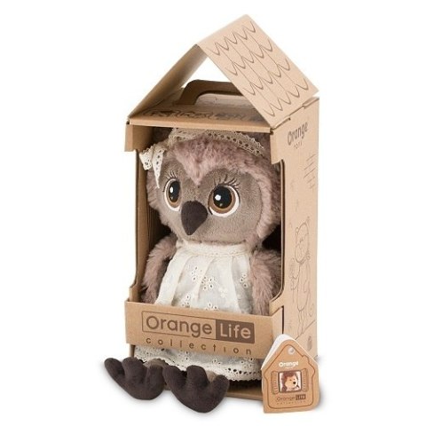 Przytulanka sowa sonya w koronkowej sukience - 25cm
