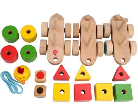 Drewniany pociąg z kurczaczkiem - kształty i kolory