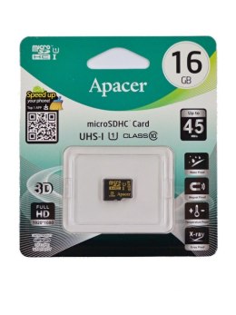 Apacer UHS-I U1 16 GB, Micro SDHC, Flash memory class 10