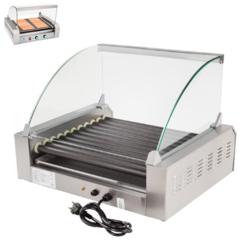 Grill rolkowy z szybą Roller grill z rolkami z teflonu 11T