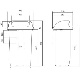 Kosz uliczny miejski pojemnik na śmieci na słupek lub ścianę DIN 50L - zielony