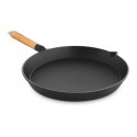 Patelnia żeliwna okrągła gładka z drewnianą rączką śr. 30cm
