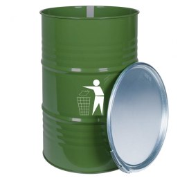 Plenerowy pojemnik kubeł kosz na śmieci wytrzymały stalowy BECZKA 200L