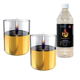 Tenderflame Gift Set, 2 Tabletop burners + 0,7 L fuel, Lilly 10 cm Gold