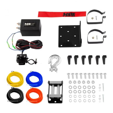 Wyciągarka linowa terenowa off road do samochodu lina 15 m uciąg 1590 kg + Prowadnica rolkowa