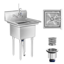 Zlew gastronomiczny ze stali nierdzewnej basen jednokomorowy 60x58cm