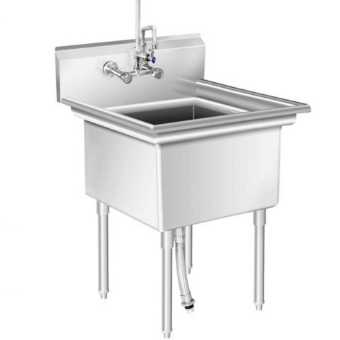 Zlew gastronomiczny ze stali nierdzewnej basen jednokomorowy 75x75cm