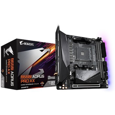 Gigabyte | B550I AORUS PRO AX 1.0 | Rodzina procesorów AMD | Gniazdo procesora AM4 | DDR4 DIMM | Gniazda pamięci 2 | Chipset AMD