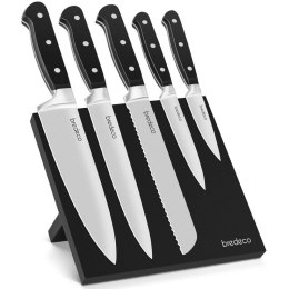 Zestaw noży kuchennych w bloku magnetycznym Bredeco 5 szt.