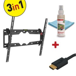 Barkan 3 in 1 Combo: Flat /Curved TV Wall Mount + Screen Cleaner + HDMI Cable CM310+ Wall Mount, Tilt, 29-65 