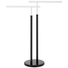 Stojak wieszak na 2 ręczniki wolnostojący podłogowy stalowy czarno - biały