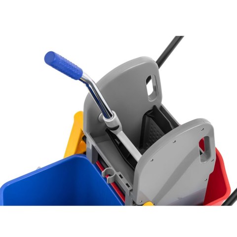 Wózek do sprzątania z uchwytem i prasą do mopa płaskiego dwa wiadra 2 x 20L