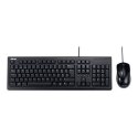 Asus U2000 Keyboard and Mouse Set, Wired, Keyboard layout English, USB, Black, Mouse included