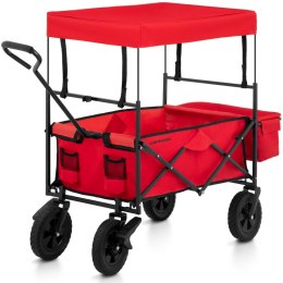 Wózek ogrodowy składany z torbą daszkiem i hamulcami do 100 kg czerwony