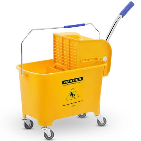 Wózek do sprzątania z prasą do mopa pojemnik dzielony na dwie komory 20L