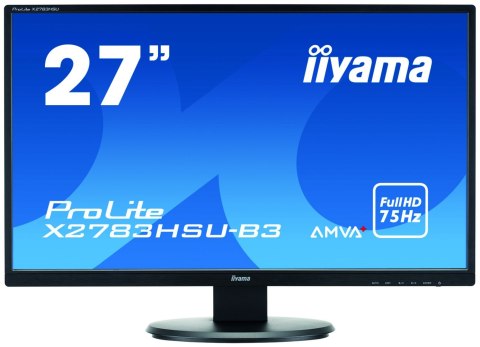 Iiyama High-end monitor PROLITE X2783HSU-B3 27 ", AMVA+, 1920 x 1080 pixels, 16:9, 4 ms, 300 cd/m², Black, matte, Headphone