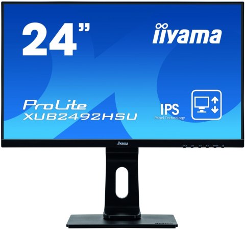 Iiyama Ultra slim line monitor PROLITE XUB2492HSU-B1 23.8 ", IPS, 1920 x 1080 pixels, 16:9, 4 ms, 250 cd/m², Black, matte, Head