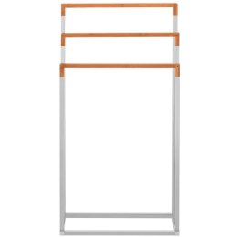 Stojak wieszak na 3 ręczniki wolnostojący podłogowy STAL + BAMBUS