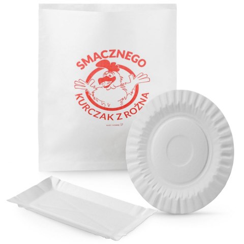 Tacka papierowa jednorazowa EKO 14x25cm GRILL FRYTKI - 250szt