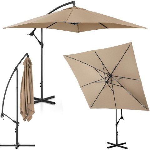 Parasol ogrodowy na wysięgniku kwadratowy 250 x 250 cm beżowy