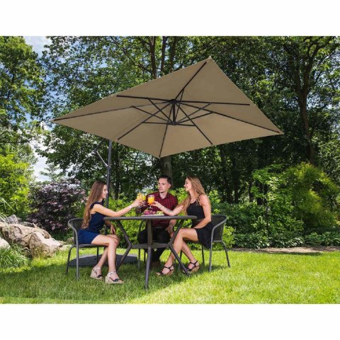 Parasol ogrodowy na wysięgniku kwadratowy 250 x 250 cm beżowy