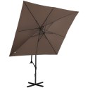 Parasol ogrodowy na wysięgniku kwadratowy 250 x 250 cm brązowy