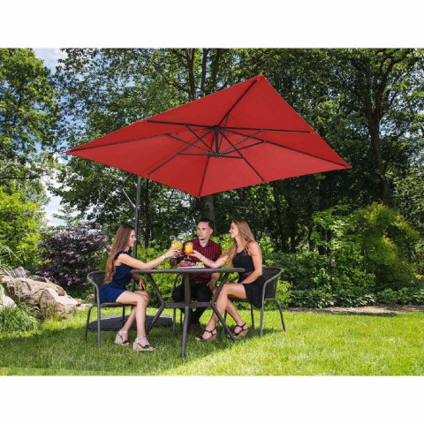 Parasol ogrodowy na wysięgniku kwadratowy 250 x 250 cm czerwony