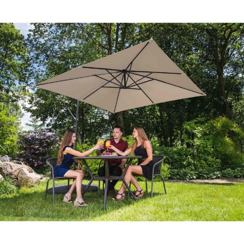 Parasol ogrodowy na wysięgniku kwadratowy 250 x 250 cm kremowy