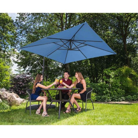 Parasol ogrodowy na wysięgniku kwadratowy 250 x 250 cm niebieski