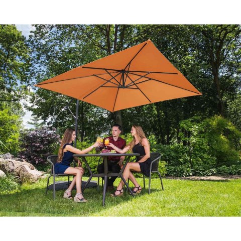 Parasol ogrodowy na wysięgniku kwadratowy 250 x 250 cm pomarańczowy