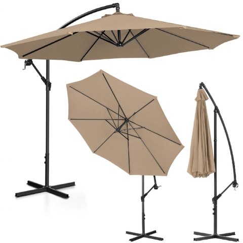 Parasol ogrodowy na wysięgniku okrągły śr. 300 cm beżowy